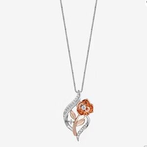 Enchanted Disney Belle Rose and Diamonds Necklace
